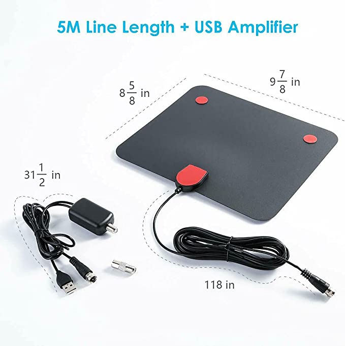 Photo 1 of Digital Indoor TV Antenna 4K 1080p Signal Booster 50-80 Miles Range Black