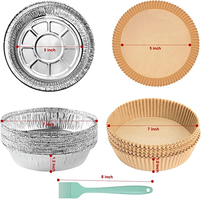 Photo 2 of Air Fryer Foil Pans,7 Inch Parchment Paper and Foil Cake Pans, Non-Stick Oil Proof Waterproof Disposable Paper Liners for Oven, Microwave and Air Fryer