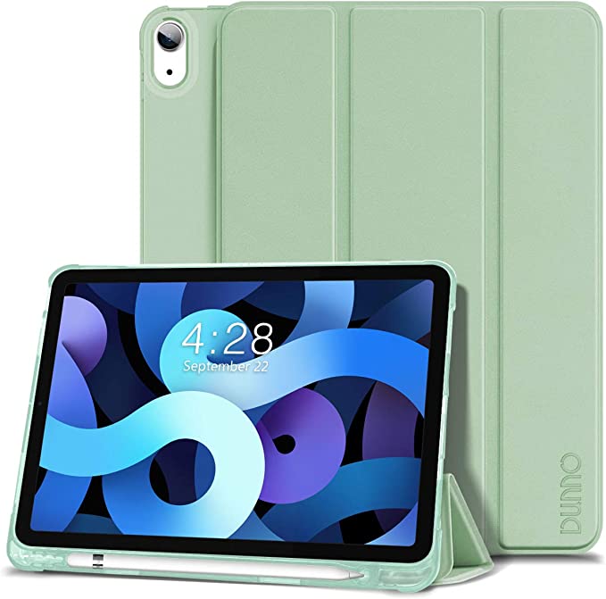 Photo 1 of DUNNO Case for iPad Air 4th Generation 10.9 Inch 2020 [Slim Stand Hard Soft Shell] Smart Shockproof Protective Case with Built-in Slot and Side [Pencil Holder], [Auto Sleep/Wake] (Green)