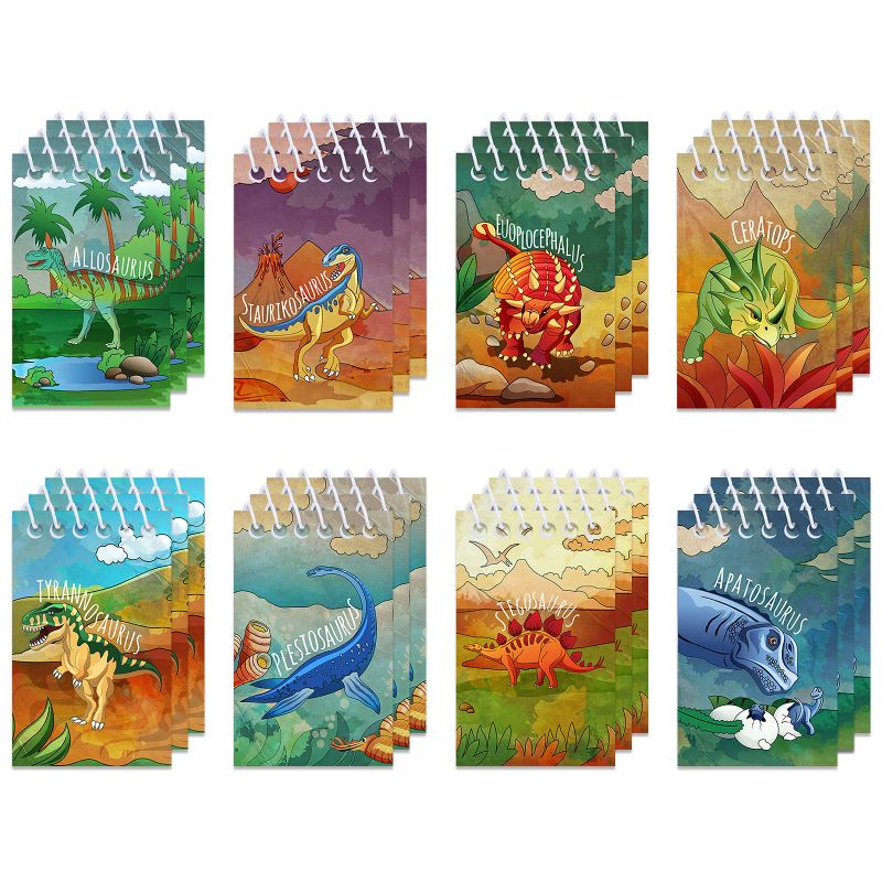 Photo 1 of 24-Pack MINI Dinosaur Themed Mini Notebooks, Dinosaur Party Favors, Spiral Pocket Notebooks, Teacher Birthday Reward Supplies, Kids Reward Supplies, Goodie Bags, 2.36 x 3.94 Inches