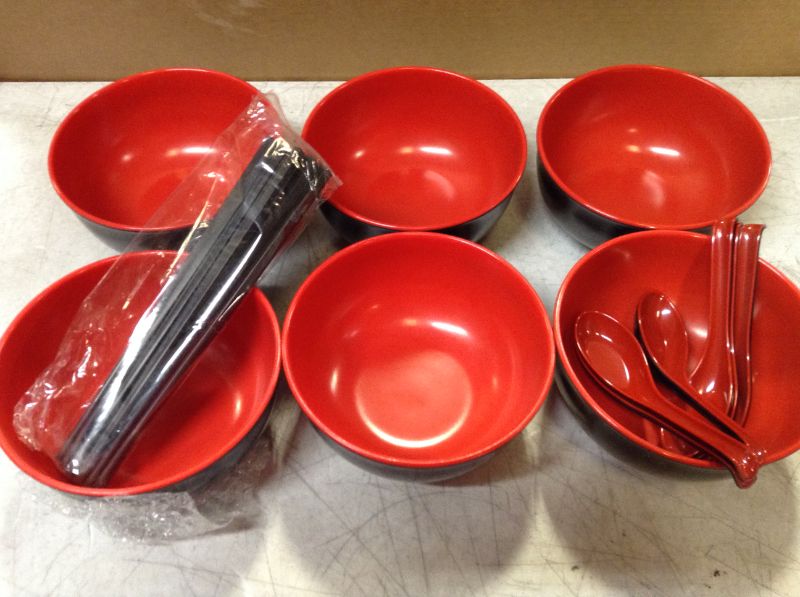 Photo 3 of 6 Sets 37 oz Large Ramen Bowl Set with Spoons Chopsticks