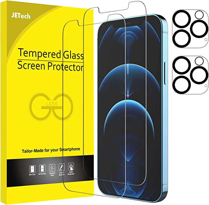 Photo 1 of JETech Screen Protector for iPhone 12 Pro 6.1-Inch with Camera Lens Protector (Not for iPhone 12), Tempered Glass Film, 2-Pack Each