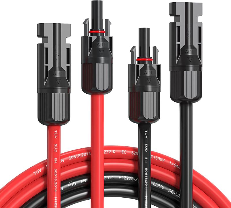 Photo 2 of Temank 20 Feet 10AWG Solar Extension Cable Wire with Female and Male Connector, 10 Gauge (6mm²) Solar Panel Extension Cable Wire Adaptor Kit Tool (20FT Red + 20FT Black)
