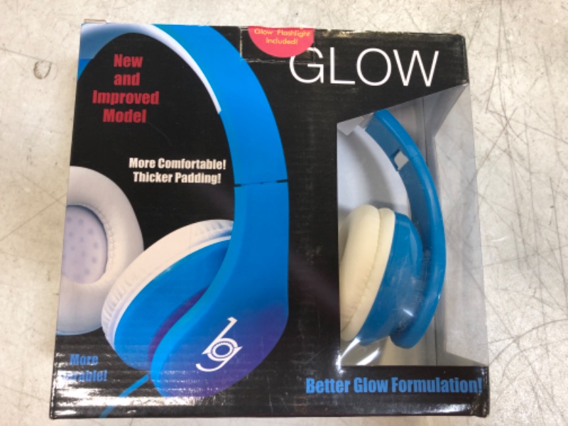 Photo 2 of Glow Headphones with Blacklight LED Flashlight from Bryte Gear - Blue - Make it Glow in The Dark
