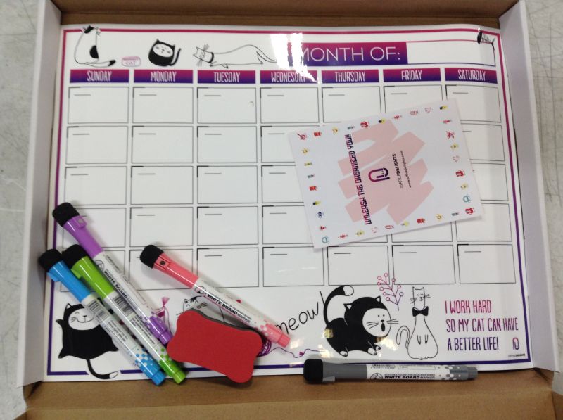 Photo 2 of Cute Cat Design Magnetic Dry Erase Fridge Calendar Whiteboard Marker and Eraser Set of 5