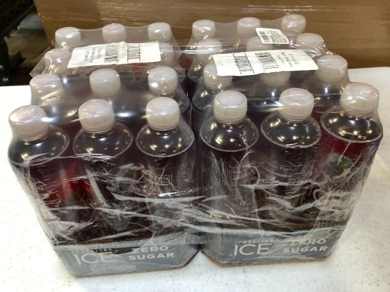 Photo 2 of 2 PACK Sparkling ICE, Black Raspberry Sparkling Water, Zero Sugar Flavored Water, with Vitamins and Antioxidants, Low Calorie Beverage, 17 fl oz Bottles (2Pack of 12)--24count- exp date 8/08/22