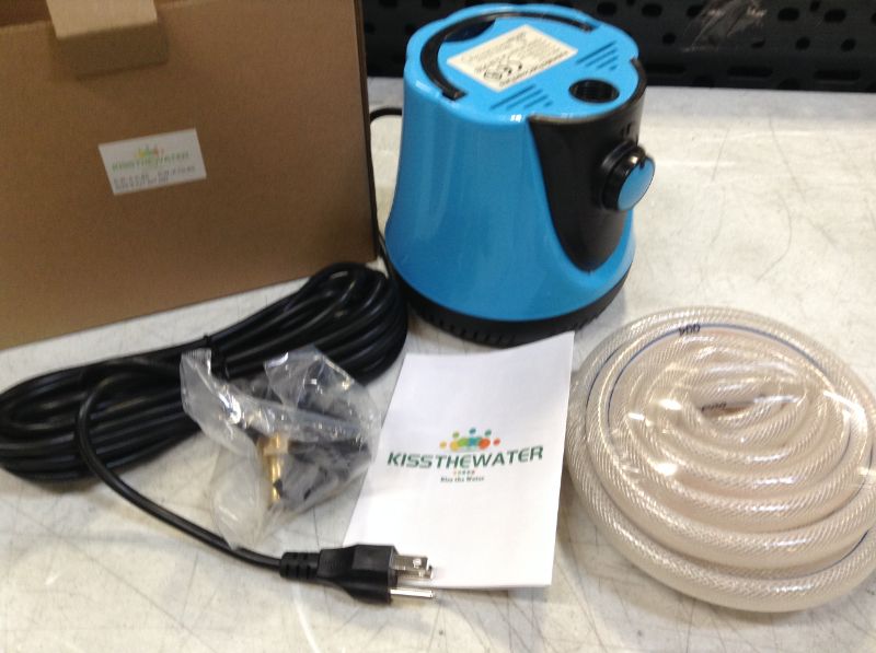 Photo 1 of Pool Cover Pump Above Ground Automatic On/Off 1300 GPH with Adjustable Flow Rate, Submersible Water Pump for Pool Covers Draining, 4 Adapters 16.4ft Drainage Hose