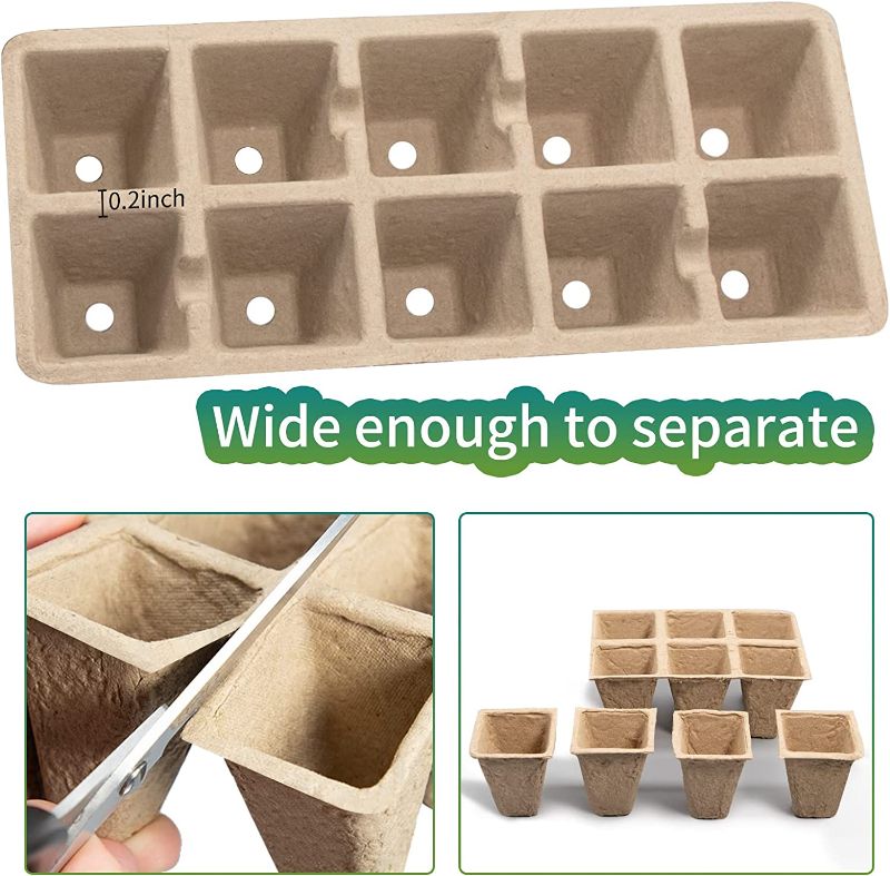 Photo 1 of 100Cells Seedling Start Trays,10 Pack Peat Pots Seedling Pots Biodegradable,Seedling Starter Kit,Organic Germination Plant Starter Trays,Cell Pots 