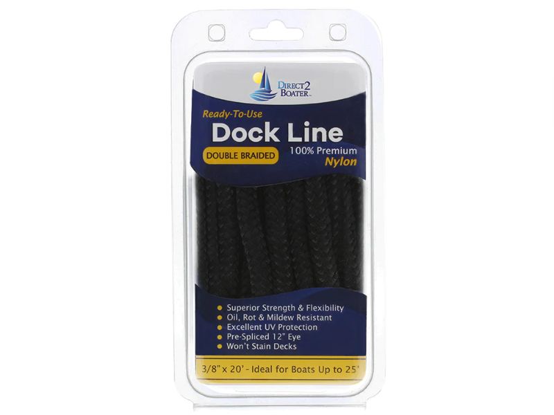 Photo 1 of 3/8" x 20' Blue - (2 Pack) - Double Braided Nylon Dock Line - For Boats up to 25'
