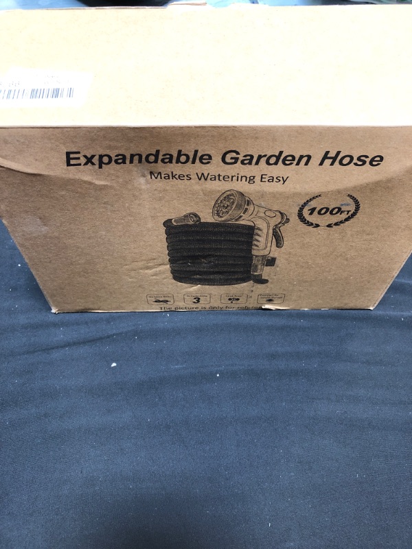 Photo 2 of 100ft Expandable Garden Hose with 10 Function Nozzle Lightweight Extra Strength Fabric and 4-Layer Latex Core, 3/4" Solid Brass Fittings, No-Kink, Collapsible Retractable Hoses
