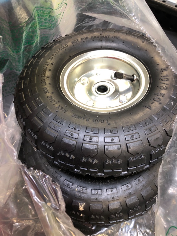 Photo 1 of (2 Pack) AR-PRO 10" Heavy-Duty Replacement Tire and Wheel - 4.10/3.50-4" with 10" Inner Tube