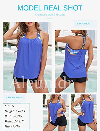 Photo 1 of Aleumdr Womens Blouson Striped Printed Strappy T-Back Push up Tankini Top with Shorts---size m
