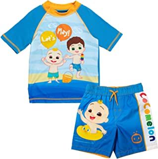 Photo 1 of CoComelon Tomtom JJ Rash Guard and Swim Trunks Outfit Set Infant to Toddler 3t