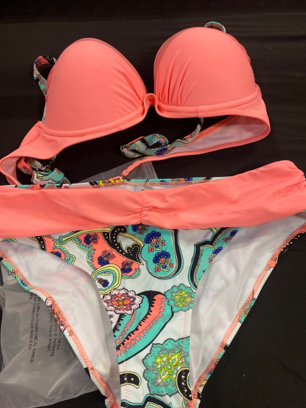 Photo 1 of Actloe Women Color Block Bikini Swimsuit Two Pieces Swimwear Push up Bathing Suit. SIZE L 