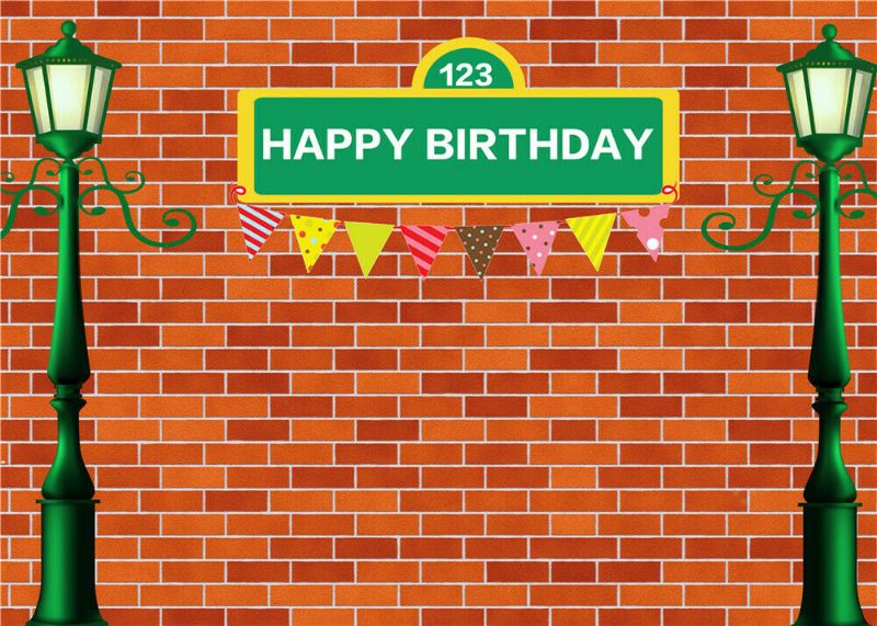 Photo 1 of 10x8ft Vinyl Background Studio Backdrop Brick Wall Happy Birthday Party Light LB