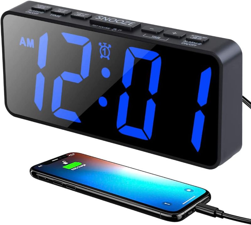 Photo 1 of Digital Alarm Clock, 7.5 in The Ultra-Clear Big Numbers LED Clock for Bedroom, Electronic Desktop Clock , 0-100% Brightness Dimmer, Adjustable Alarm Volume, 12/24H Display for Home, Bedroom, Office
