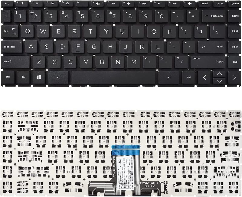 Photo 1 of SUNMALL Replacement Keyboard Compatible with HP 14-CK 14-CD 14-cm 14-DG 1 Black US Layout (Black Without Backlit)
