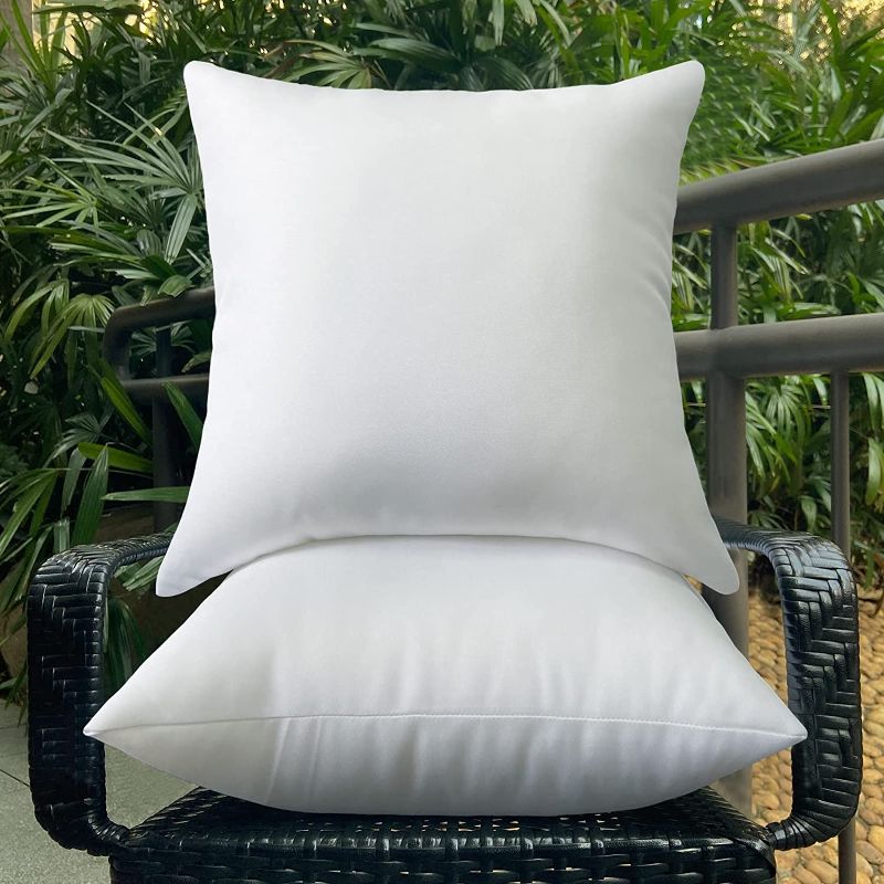 Photo 1 of 16 x 16 Pillow Inserts Set of 2 Outdoor Pillow Inserts Waterproof Hypoallergenic Stuffer Couch Decorative Throw Pillow Insert White Square Sofa Cushion Pillow
