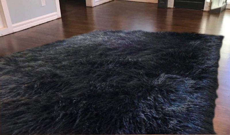 Photo 1 of 8'x10' Black Shaggy Fur Faux Fur Rug Rectangle