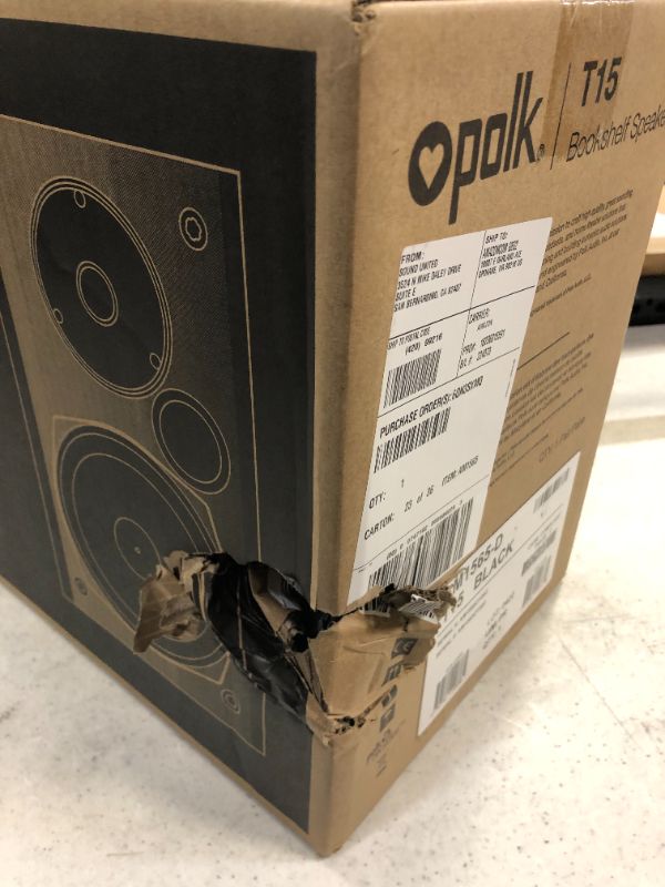 Photo 11 of Polk Audio T15 Bookshelf Speakers Pair Black-----Packaging Damaged--