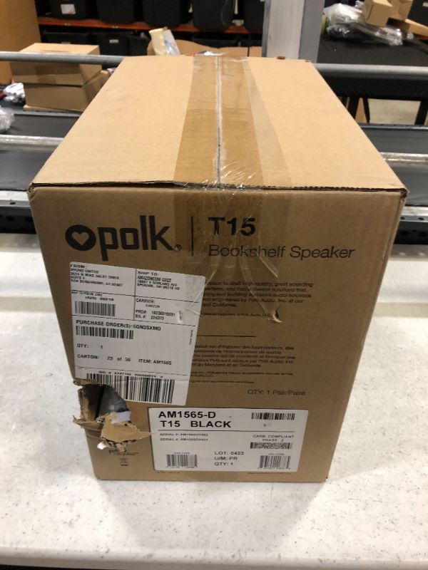 Photo 8 of Polk Audio T15 Bookshelf Speakers Pair Black-----Packaging Damaged--