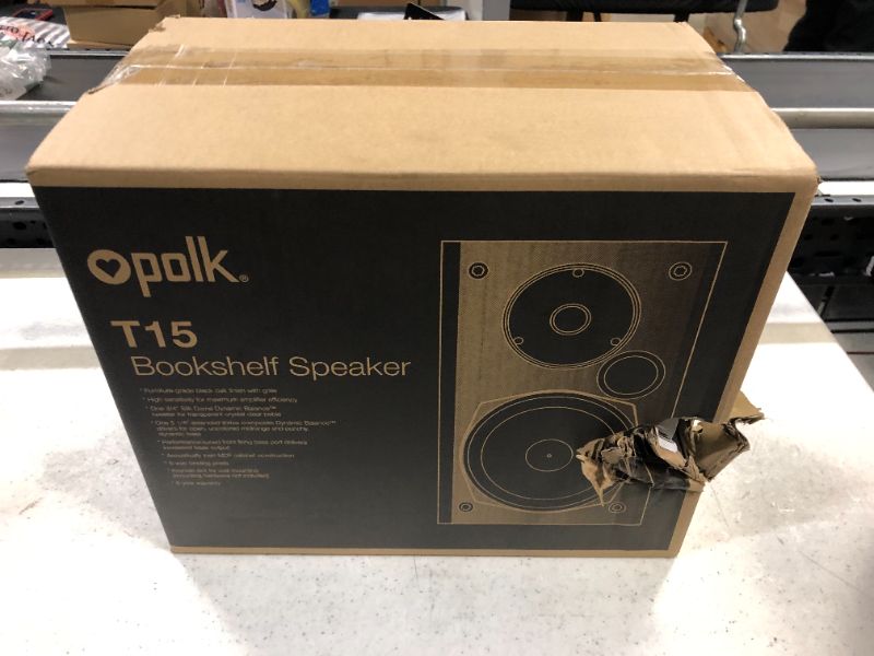 Photo 1 of Polk Audio T15 Bookshelf Speakers Pair Black-----Packaging Damaged--