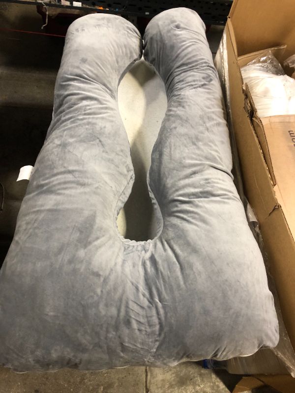 Photo 1 of 48inch Pregnancy Pillow, U Shaped Pregnancy Body Pillow, Pregnancy Pillows for Sleeping with Zipper Removable Cover (Gray- Velvet)---Used, No Original Packaging