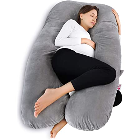 Photo 1 of 48inch Pregnancy Pillow, U Shaped Pregnancy Body Pillow, Pregnancy Pillows for Sleeping with Zipper Removable Cover (Gray- Velvet)---Used, No Original Packaging