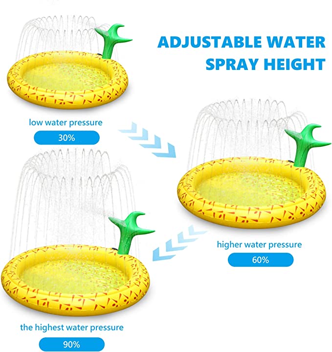 Photo 2 of 
Sprinkler & Splash Pad for Kids, 67" Outside Sprinklers Play Mat Water Toys Inflatable Pineapple with Head - Fun Play Pool for Toddlers Babies Over 3 Years Boys