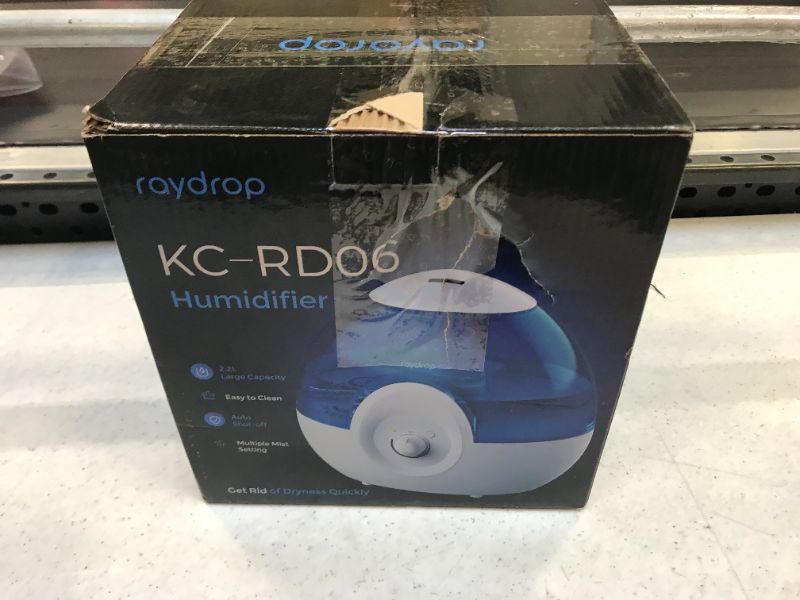 Photo 3 of raydrop Cool Mist 2.2L Humidifiers for Bedroom, 28dB Whisper-Quiet Ultrasonic Humidifier, Easy to Clean Home Humidifier, Auto Shut-Off, 30H Work Time (Blue)

