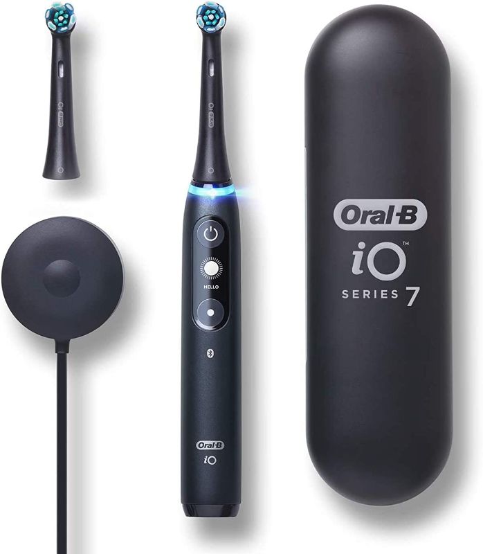 Photo 1 of Oral-B iO Series 7 Electric Toothbrush with 1 Replacement Brush Head, Black Onyx, 3 Count (Pack of 1)
