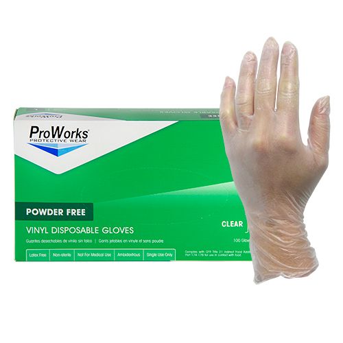 Photo 1 of 2 pack (200pc) -- ProWorks® Vinyl Clear Powder Free Gloves