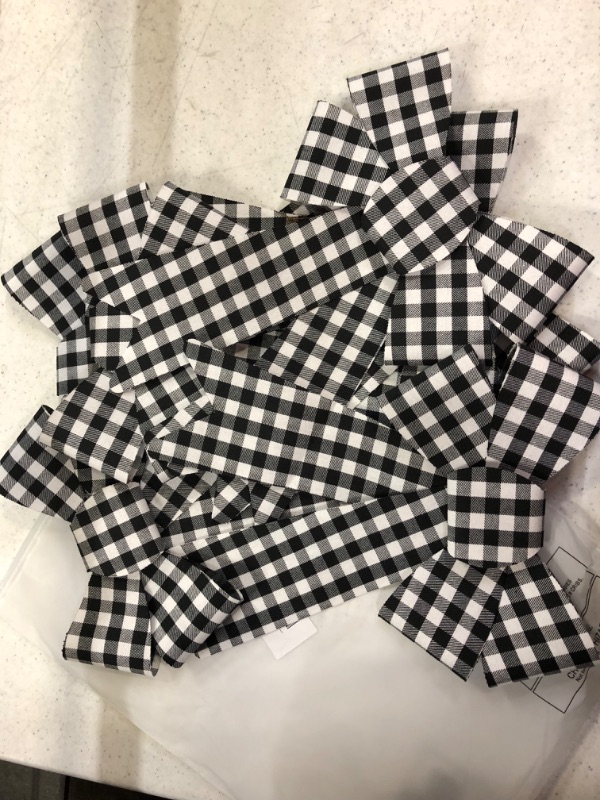 Photo 2 of 6 Pack Christmas Bows Decorations, Large Christmas Buffalo Plaid Bows for Wreath Garland Christmas Tree Topper Ornaments Outdoor Indoor Christmas Decorations Home Party Crafts, 9 x 12.5 "(Black White)
