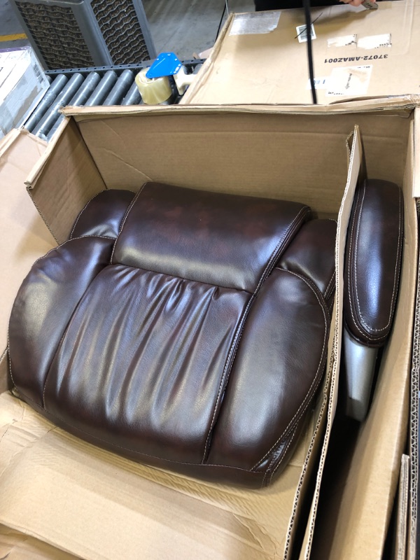 Photo 2 of Serta Executive Office Adjustable Ergonomic Computer Chair with Layered Body Pillows, Waterfall Seat Edge, Bonded Leather, High-Back, Brown
