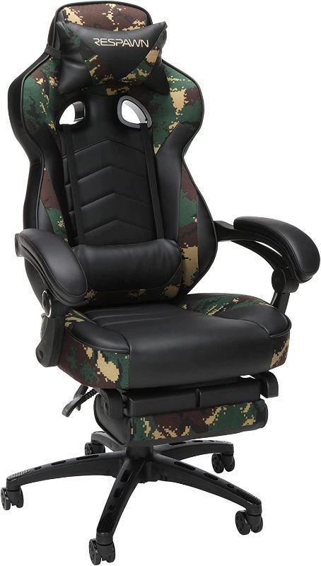 Photo 1 of RESPAWN 110 Ergonomic Gaming Chair with Footrest Recliner - Racing Style High Back PC Computer Desk Office Chair - 360 Swivel, Adjustable Lumbar Support, Headrest Pillow, Padded Armrests - 2019 Camo
