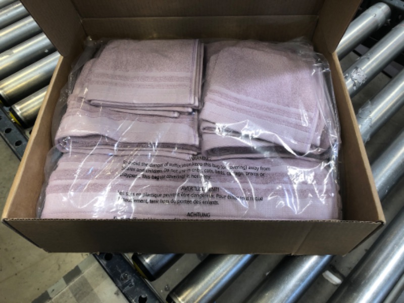 Photo 2 of Amazon Basics Cosmetic Friendly Towel Set - 8-Piece Set, Lavender Bloom
