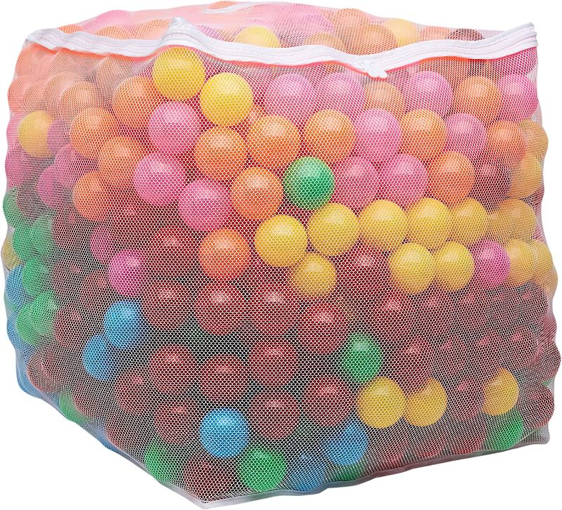 Photo 1 of Amazon Basics BPA Free Crush-Proof Plastic Ball Pit Balls with Storage Bag, Toddlers Kids 12+ Months, 6 Bright Colors
