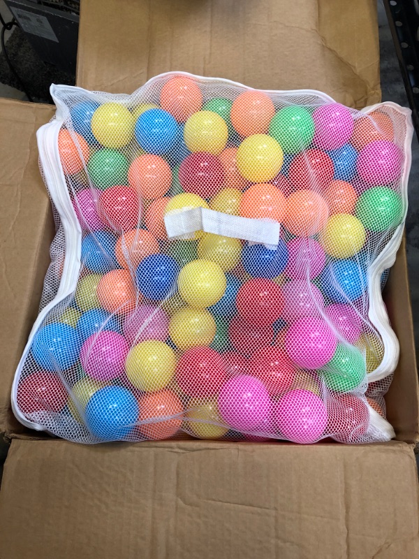 Photo 2 of Amazon Basics BPA Free Crush-Proof Plastic Ball Pit Balls with Storage Bag, Toddlers Kids 12+ Months, 6 Bright Colors
