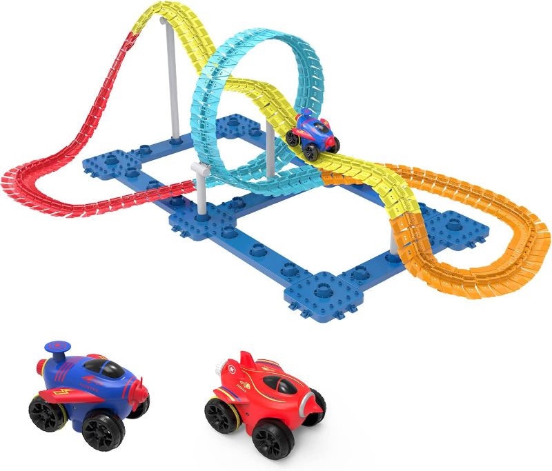 Photo 1 of 3D Race Tracks Set, 2022 Newly Cool Toys for Teen Boy Girl Kids, 16FT Flexible Changeable Race Tracks with 2 Electric Toy Car and Track Basic Set,The Coolest Air Race Track Best Gift for Ages 6+
