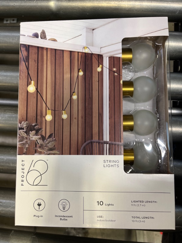 Photo 2 of 10ct Incandescent Outdoor String Lights G40 Frosted White Bulbs - Project 62