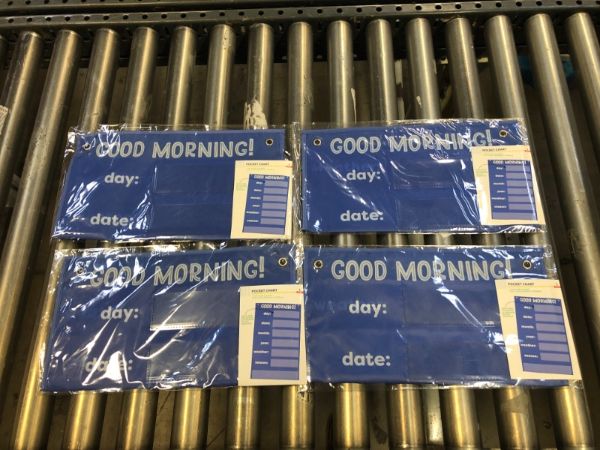 Photo 2 of  Good Morning Blue Pocket Chart School Bullseye Teacher Day Weather Season Pack of 4