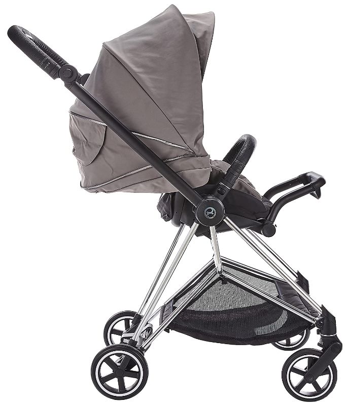 Photo 3 of Cybex Mios 2 Complete Stroller, One-Hand Compact Fold, Reversible Seat, Smooth Ride All-Wheel Suspension, Extra Storage, Adjustable Leg Rest, Manhattan Grey Seat with Chrome/Black Frame
