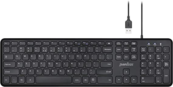 Photo 1 of Perixx PERIBOARD-210 US Wired Full-Size USB Keyboard with Quiet Keys for Desktop, Laptop, and Tablet - X Type Scissor Keys - Black - US English (11726)