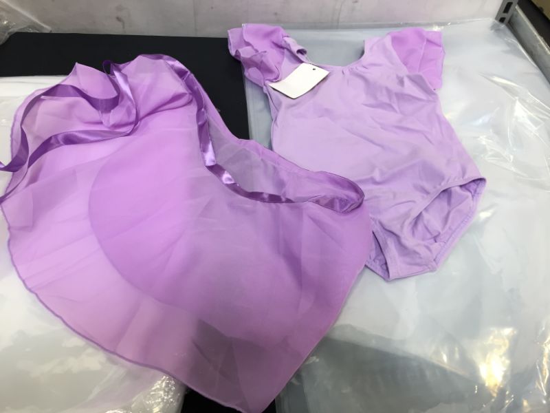 Photo 2 of EQSJIU Ballet Leotards for Girls with Removable Skirt Combo Tie Ruffle Sleeve Outfit SIZE 3T
