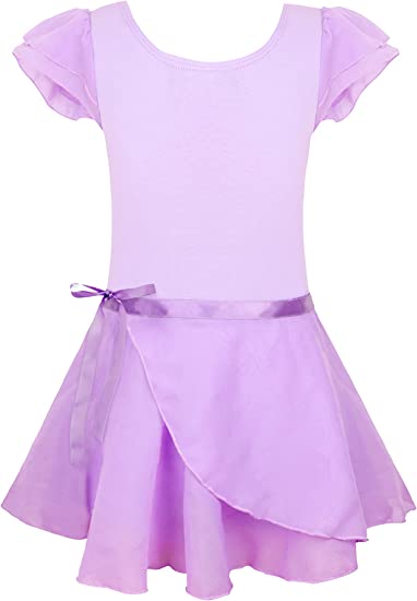 Photo 1 of EQSJIU Ballet Leotards for Girls with Removable Skirt Combo Tie Ruffle Sleeve Outfit SIZE 3T

