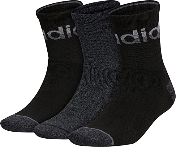 Photo 1 of adidas Men's Blocked Linear High Quarter Socks (3-Pair) SHOE SIZE 6-12