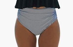 Photo 1 of Beachsissi Tankini Bathing Suit Stripe Print High Waisted Tummy Control 2 Piece Swimsuit SIZE LARGE