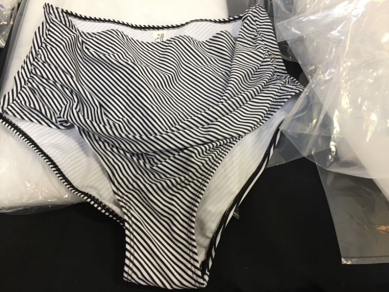 Photo 2 of Beachsissi Tankini Bathing Suit Stripe Print High Waisted Tummy Control 2 Piece Swimsuit SIZE LARGE