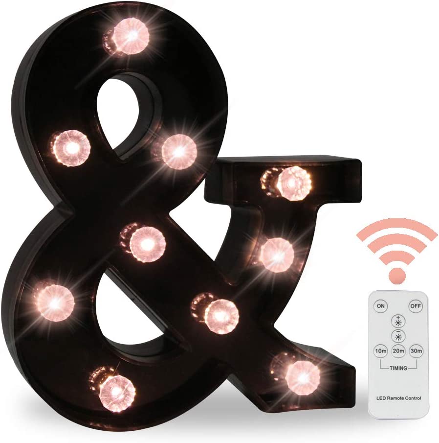 Photo 1 of LED Black Alphabet Marquee Letters Sign Light Up Marquee Number Letter Lights Sign with Diamond Bulb for Night Light Home Bar Christmas Lamp Birthday Party Wedding Decoration &
