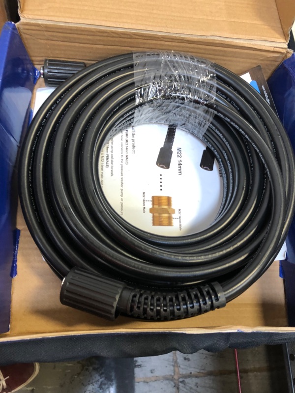 Photo 2 of YAMATIC Kink Resistant 3200 PSI 1/4" 50 FT High Pressure Washer Hose Replacement With M22-14mm Brass Thread (Premium Upgrade Version 2X)
